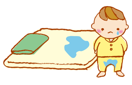 おねしょをしたこどものイラスト